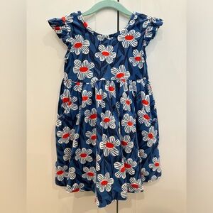 Hanna Andersson Red White and Blue Flower Toddler Girl Dress. Size 3 (90cm)